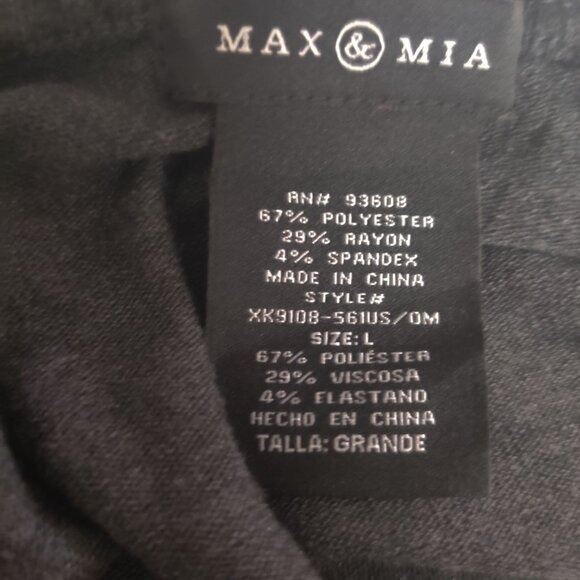 Max & Mia L Black Gray Leopard Print Long Sleeve Boat Neck Twist Hem Knit Top - Picture 3 of 8